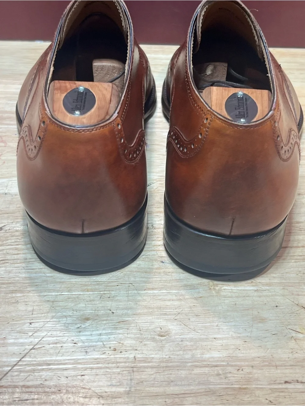 Magnanni Men’s Cognac Leather  Wingtip Derbies US Sz10.5M Made In Spain 🇪🇸